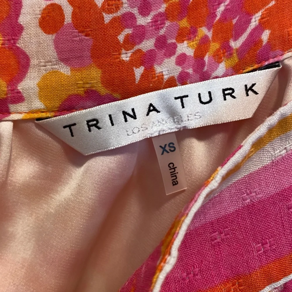 Trina Turk One Shoulder Linen Blend Top EUC